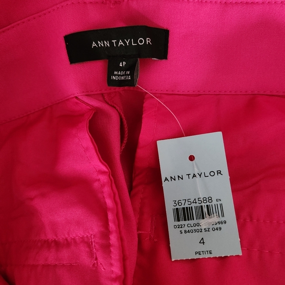 Ann Taylor Pink Wide-Leg High Rise Crop Ankle Pants 4 Petite - Picture 8 of 14